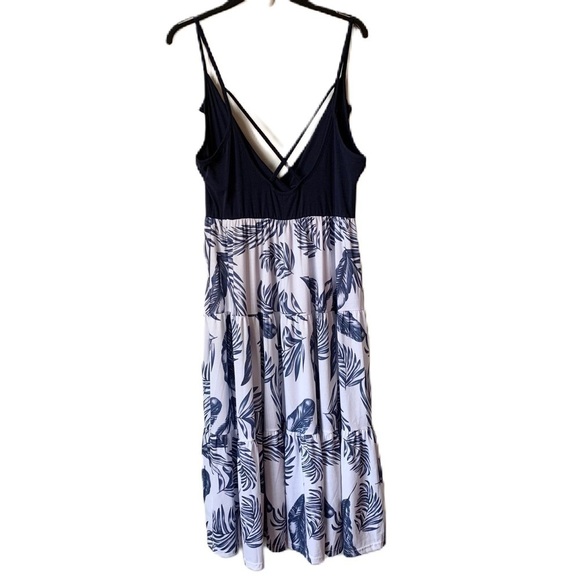 SALE! PATPAT Navy Ruffle Strappy Bodice Tiered Tropical Dress Size Large - Picture 5 of 8